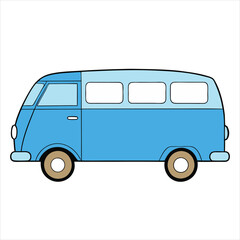 blue van isolated on white