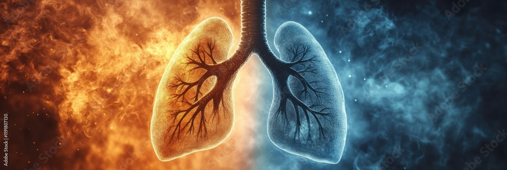 Poster realistic depiction of lungs surrounded by smog and dust particles highlighting air quality issues a
