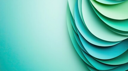 Fototapeta premium Abstract teal paper layers, design background