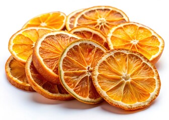 Dried Orange Slices, White Background, Food Photography,  Dehydrated Citrus, Winter Decor, Craft Supplies,  Natural Ingredients,  Close-up, High Resolution