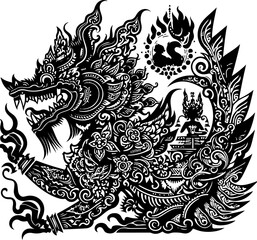 vector illustration design icon logo symbol detail puppet god goddess animal mystical ethnic traditional classic vintage with ornament.eps