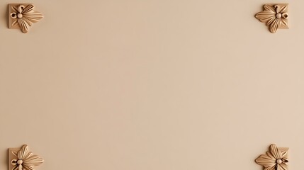 Beige Background With Golden Floral Corner Ornaments