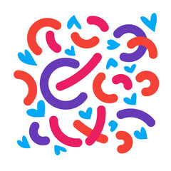 Modern simple colorful lines and hearts pattern for valentines day, hand drawn lines and hearts pattern, cute colorful lines and hearts pattern