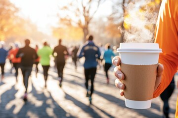 Group of Runners Enjoying a Refreshing Morning in Vibrant Park Atmosphere
