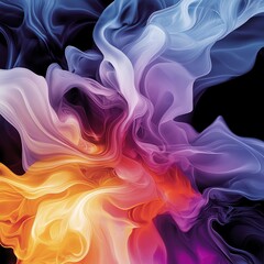 An abstract tapestry of smoke flowing through vintage floral patterns, glowing with sunset-inspired tones and a dreamy aesthetic