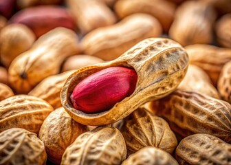High-Resolution Peanut Background Image, Detailed Macro Photography, Shallow Depth of Field,  Nut Texture, Food Photography, Close-up Peanut Shells