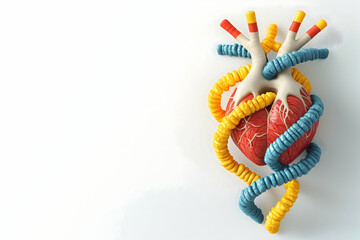A vibrant, abstract representation of a heart entwined with colorful strands, symbolizing the complexity of life and emotions.