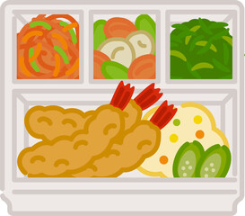 シンプルでかわいいお弁当アイコン：海老フライ弁当