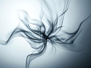 Delicate silver smoke streams flowing into symmetrical mandala patterns, Smoke Art, Spiritual and meditative theme