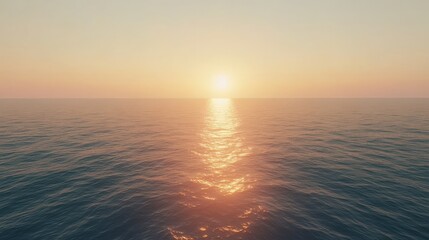 Obraz premium Tranquil Sunset Over Calm Ocean Waters with Gentle Waves and Reflected Light Creating a Peaceful Atmosphere for Relaxation and Inspiration