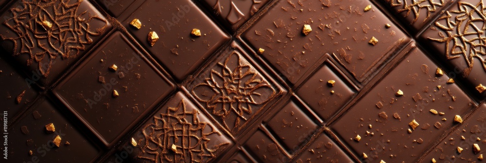 Poster Chocolate bar filled with pistachio and decorated with arabesque patterns and gold accents for an authentic touch. Generative AI