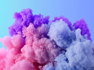 Smoke textures, vibrant chromatic accents, 3D illustration