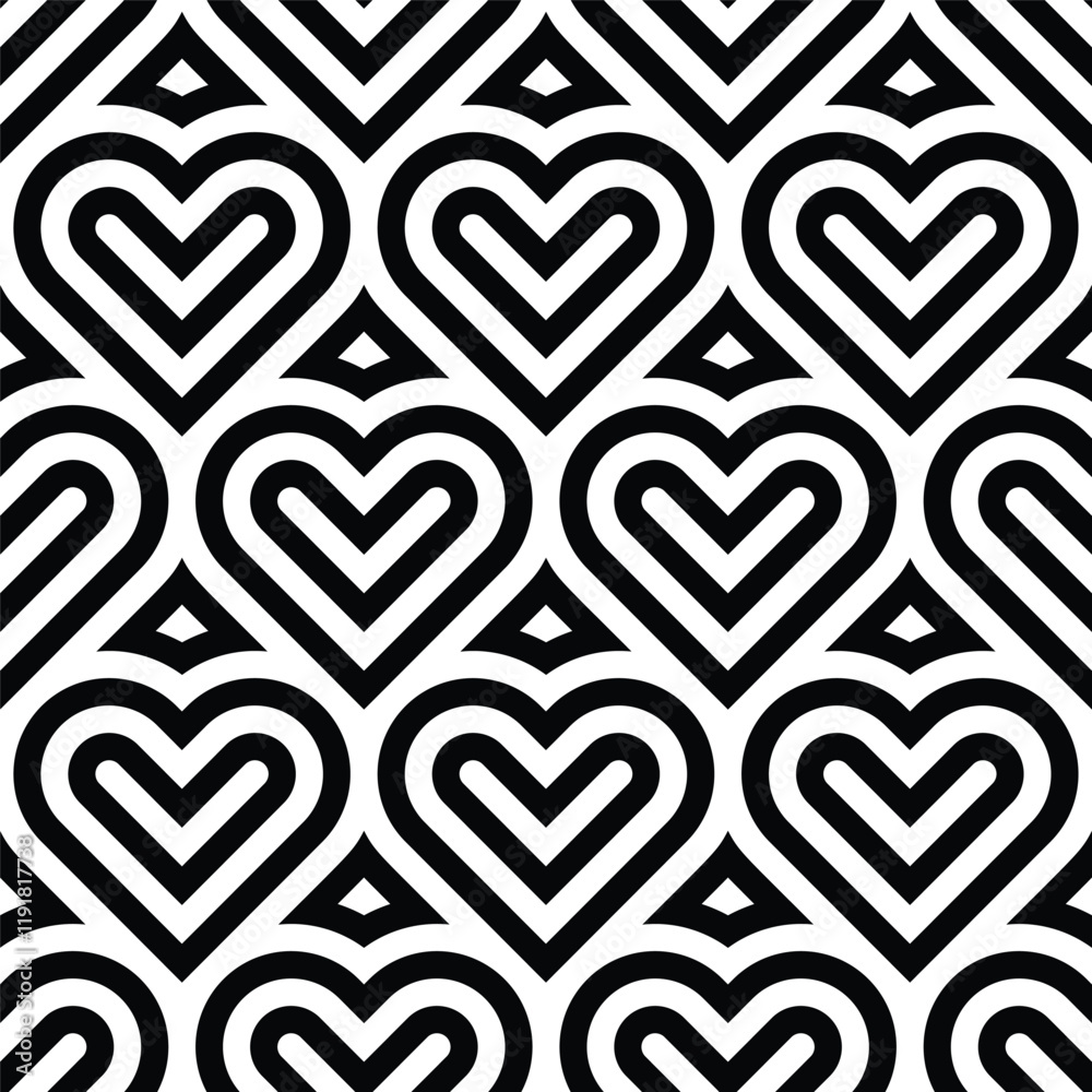 Aufkleber Vector geometric pattern. Seamless linear pattern with hearts.