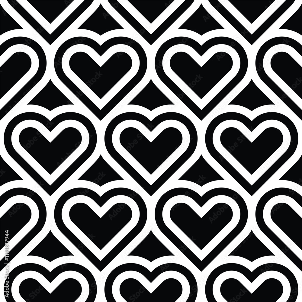 Aufkleber Vector geometric pattern. Seamless linear pattern with hearts.