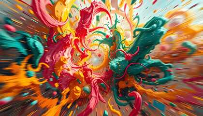 Abstract Colorful Explosion: A Vivid Digital Artwork