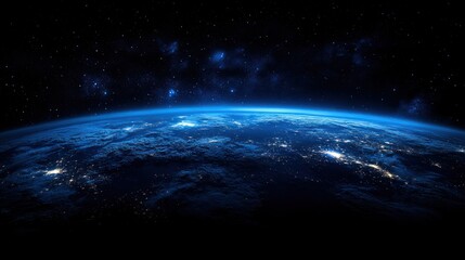 Obraz premium Night Earth, Space View, City Lights, Galaxy Background, Global
