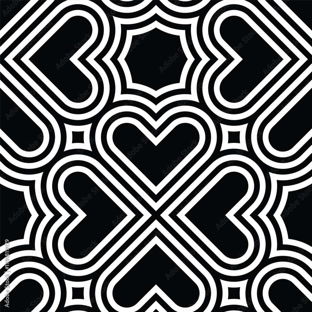 Aufkleber Vector geometric pattern. Seamless linear pattern with hearts.