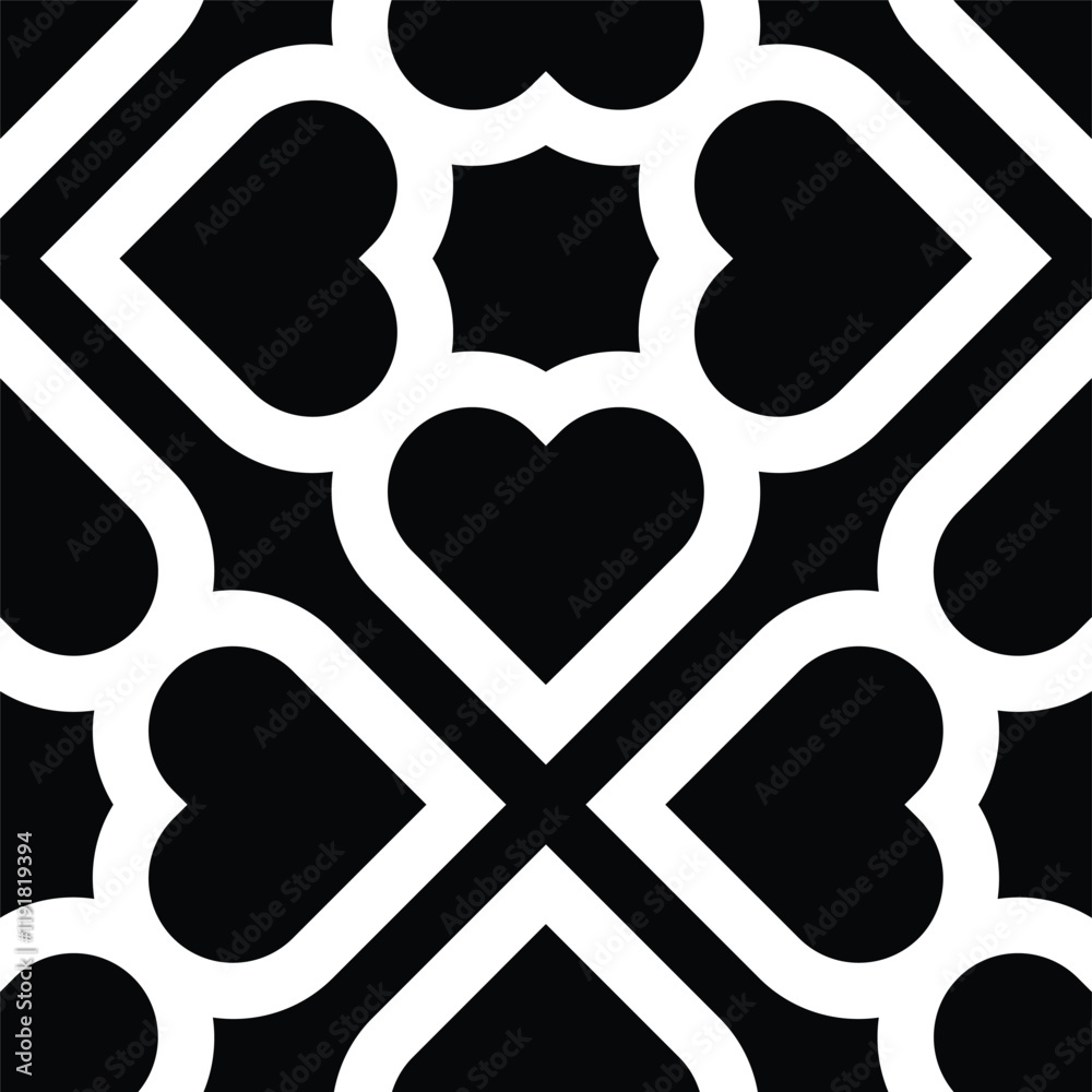 Aufkleber Vector geometric pattern. Seamless linear pattern with hearts.