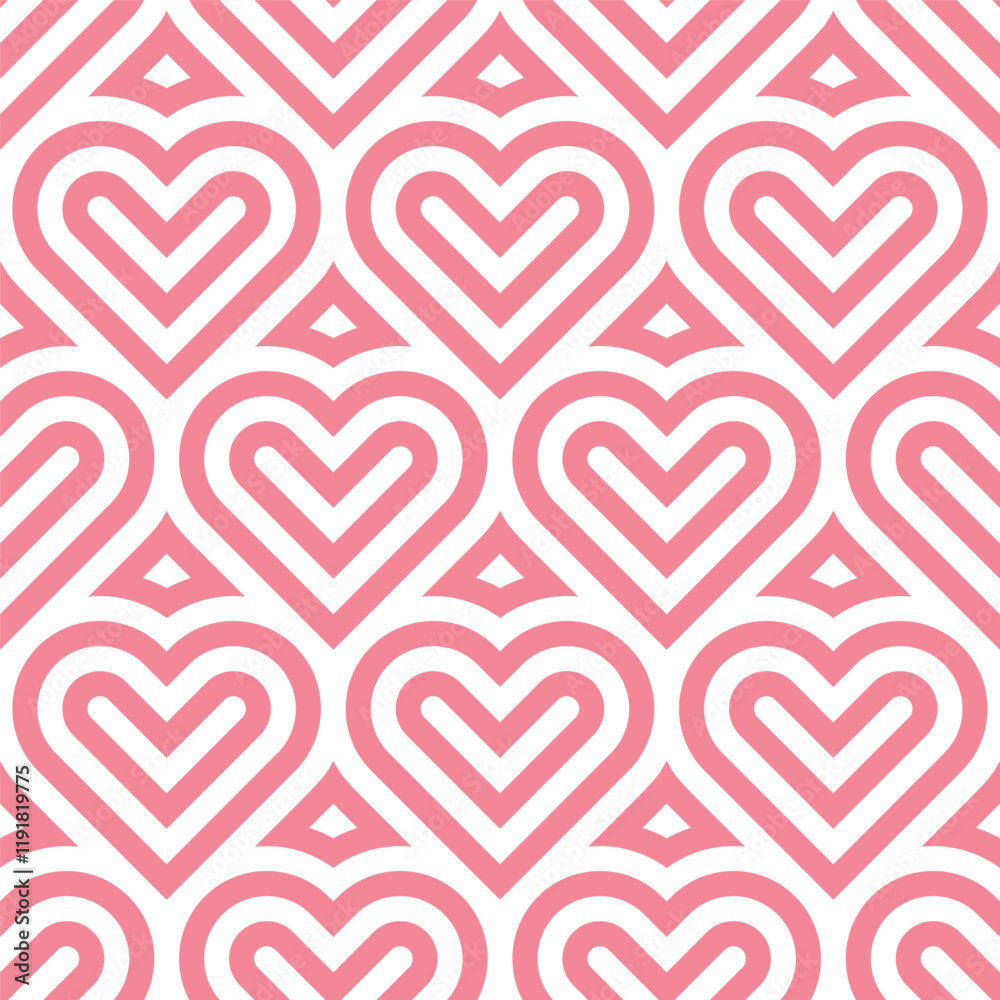 Aufkleber vector pink geometric pattern. seamless linear pattern with hearts.