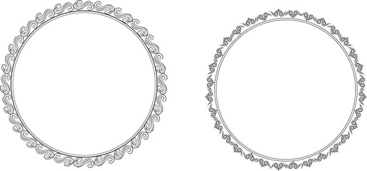 Set of decorative frames Elegant vector element for design in Eastern style, place for text. Floral gray and white borders. Lace illustration for invitations and greeting cards