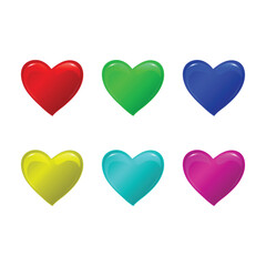 3d realistic heart vector icon set. Valentines collection of colorful  heart 