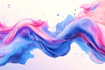 Obraz premium A digital painting depicting abstract pink and blue liquid swirls. The image evokes a sense of serenity and movement.