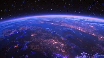 Obraz premium Earth at Night City Lights and Starry Sky