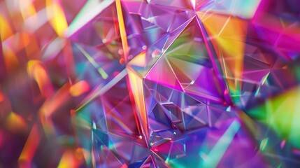 A vibrant, abstract composition of colorful, reflective crystal-like structures.