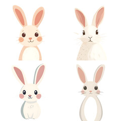 Adorable Cartoon Rabbits Set of Four Cute Bunny Illustrations Perfect for Children s Books Easter