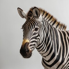Naklejka premium A zebra with bright gold and silver stripes on a white background.
