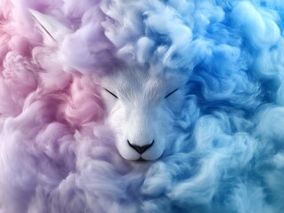 Abstract animals emerging from textured vape clouds, with a soft and dreamy color palette, Vape Art, Wildlife creativity