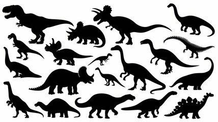 Jurassic Shadows: 20 Dinosaur Silhouette Set