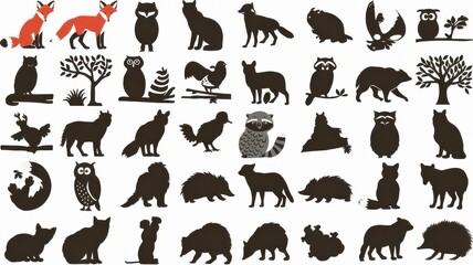 Obraz premium Forest Friends: 20 Silhouette Collection