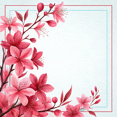Minimalist Border Design with Paper Texture and Crimson Rose Palette