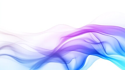 Obraz premium Delicate blue and purple smoke creating soft, fluid waves on a white backdrop, Smoke Effect, Mystical elegance