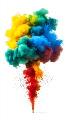 dramatic smoke explosion, highenergy effect, vivid colors, surrealist style, isolated on white background