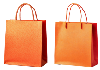 High-Quality PNG orange paper shopping bags on white background