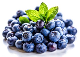 Tilt-Shift Photography: Miniature Huckleberry Fruit, Close-up, White Background, Food Photography, Sweet Berry