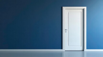 Modern White Interior Door Dark Blue Wall Home Design