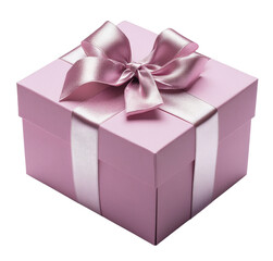 Obraz premium High-Quality PNG pink gift box with satin ribbon bow on white background
