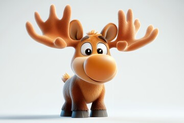 Obraz premium A charming 3D rendered image of a cute reindeer. Perfect for holiday greetings