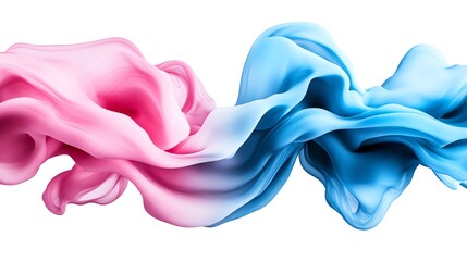 Fototapeta premium pastel smoke wave, soft artistic design, minimalistic texture, creamy pink and blue, isolated on white background