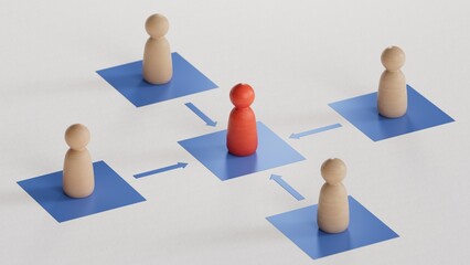 Obraz premium RED leader and business team . economic status and social achievement.3D rendering on white background.