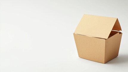 Fototapeta premium Empty brown cardboard box on a light background, ideal for packaging, gifts, and creative storage solutions in various projects and applications