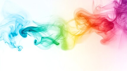 Fototapeta premium Thin, airy pastel rainbow smoke forming gradient wave patterns over a soft cream background, Smoke Design, Vibrant softness