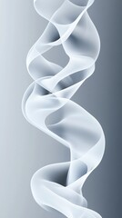 Thin smoke spiral resembling a helix on a soft, neutral gray background, Minimalist Smoke Design, Scientific inspiration