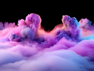 Fototapeta premium Vapor explosion, vivid neon accents in the mist, 3D illustration