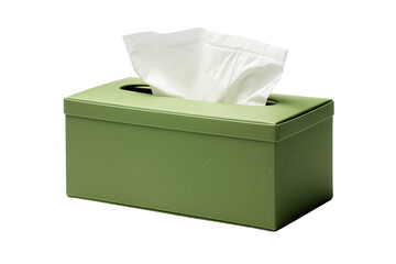 A green rectangular box of facial tissues, isolated on transparent background