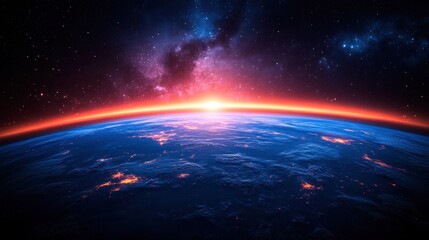 Obraz premium Sunrise Earth Space Galaxy Background
