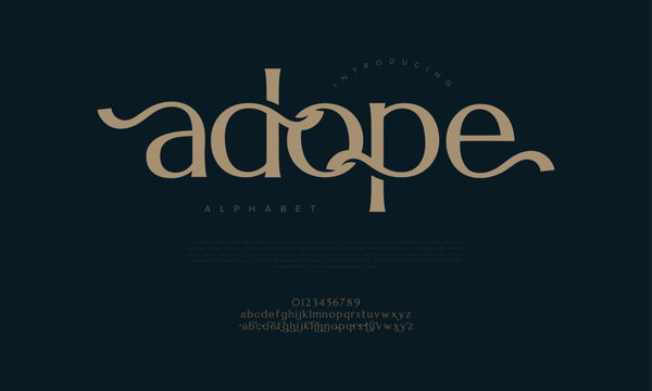 Adope typography beauty fashion elegant minimalist serif italic fonts decorative wedding vintage retro logos. Minimal luxury font alphabet logo. Vector illustration